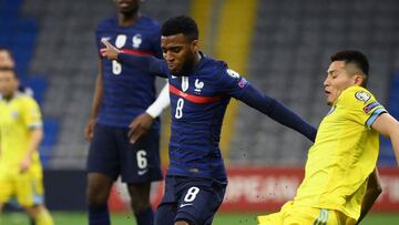 Lemar, del Atlético, durante el Kazajistán-Francia.