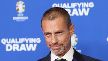 Aleksander Ceferin, presidente de la UEFA, durante el sorteo de la Eurocopa 2024.