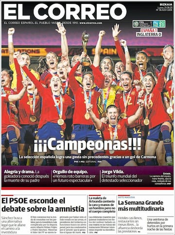 La prensa española, orgullosa de sus campeonas del mundo