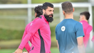 Villalibre, durante un entrenamiento con el Athletic.