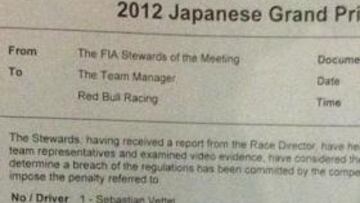 La resolución de la FIA tras la investigación a Vettel.