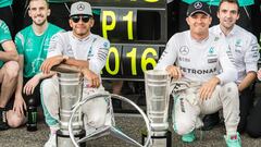 Lewis Hamilton y Nico Rosberg durante el GP Alemania 2016.