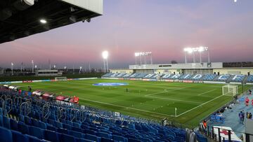 MADRID, SPAIN - DECEMBER 16: A general view inside the stadium prior to the UEFA Women's Champions League group B match between Real Madrid and WFC Zhytlobud-1 Kharkiv at Estadio Alfredo Di Stefano on December 16, 2021 in Madrid, Spain. (Photo by Angel Martinez/Getty Images) PANORAMICA VALDEBEBAS