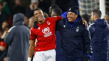 Soccer Football - Premier League - Nottingham Forest v Southampton - The City Ground, Nottingham, Britain - May 8, 2023  Nottingham Forest's Danilo celebrates with Jesse Lingard after the match Action Images via Reuters/Andrew Boyers EDITORIAL USE ONLY. No use with unauthorized audio, video, data, fixture lists, club/league logos or 'live' services. Online in-match use limited to 75 images, no video emulation. No use in betting, games or single club /league/player publications.  Please contact your account representative for further details.