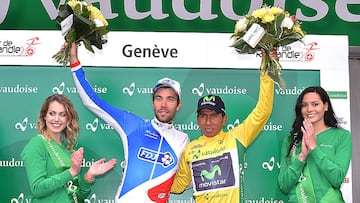 Nairo Quintana y Thibaut Pinot en el Tour de Romandia en 2016.