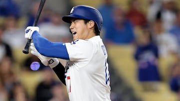 LOS ANGELES, CALIFORNIA - JUNE 19: Shohei Ohtani #17 of the Los Angeles Dodgers is hit by a pitch from Robert Suarez #75 of the San Diego Padres in the ninth inning at Dodger Stadium on June 19, 2025 in Los Angeles, California. Ronald Martinez/Getty Images/AFP (Photo by RONALD MARTINEZ / GETTY IMAGES NORTH AMERICA / Getty Images via AFP)
