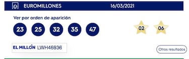 Euromillones: comprobar los resultados del sorteo de hoy, martes 16 de marzo