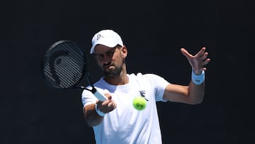 Novak Djokovic durante un entrenamiento.