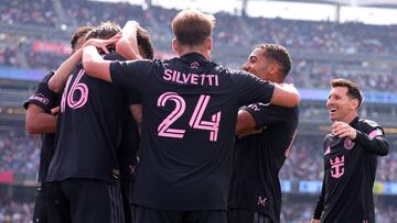 NEW YORK, NEW YORK - MARCH 22: Micael #16 of Inter Miami CF celebrates with teammates after scoring the team's third goal during the MLS match between New York City FC and Inter Miami CF at Yankee Stadium on March 22, 2026 in New York, New York. Jordan Bank/Getty Images/AFP (Photo by Jordan Bank / GETTY IMAGES NORTH AMERICA / Getty Images via AFP)