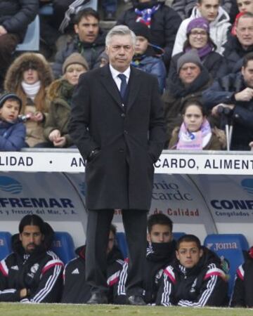 Ancelotti entrenador del Real Madrid durante el partido de la decimonovena jornada de la Liga BBVA.