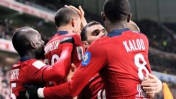 El Lille celebra el gol ante el Rennes.