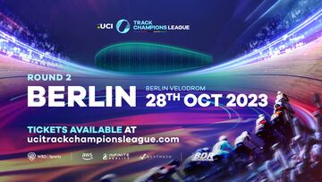 Cartel promocional de la UCI Track Champions League confirmando a Berlín como sede de la segunda prueba del calendario.