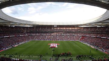 Imagen panorámica del Estadio Wanda Metropolitano antes del partido de Liga Santander de la temporada 2017-2018 entre Atlético de Madrid y Eibar, con homenaje a Fernando Torres.