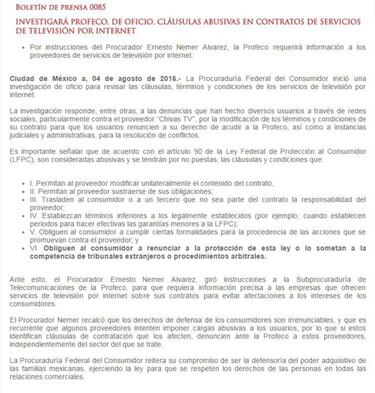 Empiezan investigaciones sobre cláusulas 'abusivas' en Chivas TV