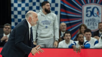 ISTANBUL (Turkey), 22/01/2026.- Anadolu Efes' head coach Pablo Laso reacts during the Euroleague basketball match between Anadolu Efes and Olympiacos Piraeus in Istanbul, Turkey, 22 January 2026. (Baloncesto, Euroliga, Turquía, Estanbul, Pireo) EFE/EPA/TOLGA BOZOGLU