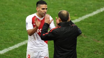 Falcao Garc&iacute;a y Leonardo Jardim, capit&aacute;n y t&eacute;cnico del M&oacute;naco. 