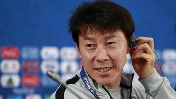 Shin Tae-Yong en rueda de prensa.