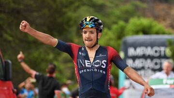 ESTEPONA, SPAIN - SEPTEMBER 01: Richard Carapaz of Ecuador and Team INEOS Grenadiers celebrates at finish line as stage winner during the 77th Tour of Spain 2022, Stage 12 a 192,7km stage from Salobreña - Peñas Blancas. Estepona 1260m / #LaVuelta22 / #WorldTour / on September 01, 2022 in Estepona, Spain. (Photo by Justin Setterfield/Getty Images)