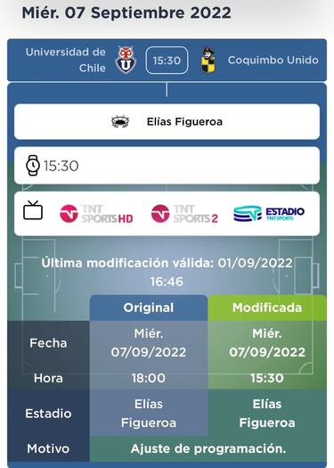 La ‘final’ entre la U y Coquimbo tiene nuevo horario