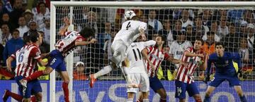 Sergio Ramos marcando gol en la final de la Champions.