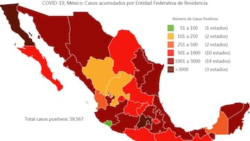 Mapa y casos de coronavirus en México por estados hoy 22 de mayo