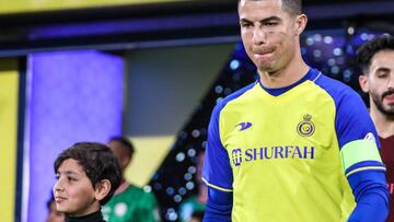 RIYADH, SAUDI ARABIA - JANUARY 22: Cristiano Ronaldo of Al Nassr is seen during the Saudi Pro League match between Al Nassr and Al Ettifaq at Mrsool Park in Riyadh, Saudi Arabia on January 22, 2023. (Photo by Stringer/Anadolu Agency via Getty Images)