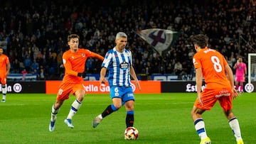 Salva Sevilla en el partido ante la Real Sociedad B.