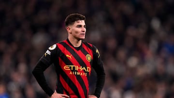 Manchester City's Julian Alvarez during the Premier League match at the Tottenham Hotspur Stadium, London. Picture date: Sunday February 5, 2023. (Photo by John Walton/PA Images via Getty Images)