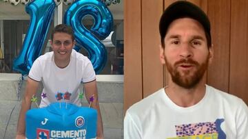 El futbolista de Cruz Azul cumplió la mayoría de edad y recibió un video del astro argentino en el cual lo felicita.