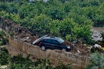 Coches destrozados tras el paso del la DANA en Málaga.