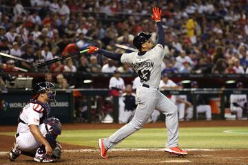 Trayce Thompson of Great Britain bats against USA during the World Baseball Classic game at Chase Field.