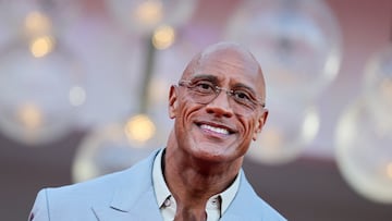 Cast member Dwayne Johnson poses on the red carpet during arrivals for the screening "The Smashing Machine" in competition, at the 82nd Venice Film Festival, Venice, Italy, September 1, 2025. REUTERS/Yara Nardi
