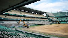 Primeras imágenes de la demolición de la grada del Benito Villamarín