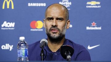 Guardiola en rueda de prensa antes de jugar ante el Madrid.