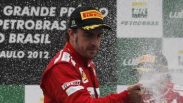 <b>TRES PUNTOS. </b>Alonso fue segundo en Interlagos y le faltaron tres puntos para ganarle el título a Vettel.