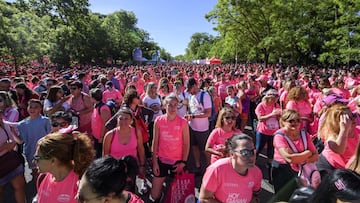 Imagen de la &#039;marea rosa&#039; durante la Carrera de la Mujer de 2019 en Madrid.