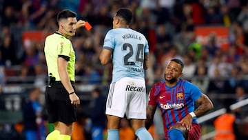 Jeison Murillo fue expulsado en la derrota de Celta ante Barcelona en LaLiga.