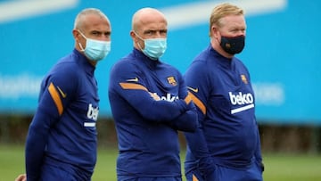 Henrik Larsson, Alfred Schreuder y Ronald Koeman, durante un entrenamiento.