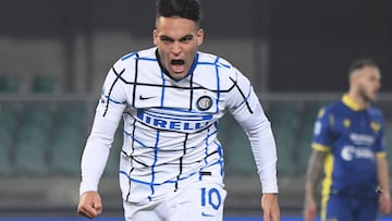 Lautaro en un Hellas-Inter de la Serie A.