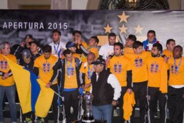 La celebración del Equipo Tigres UANL Campeon del Torneo Apertura 2015 de la Liga MX
