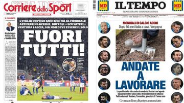 Portadas de los diarios Il Tempo y Corriere dello Sport del d&iacute;a 14 de noviembre de 2017.