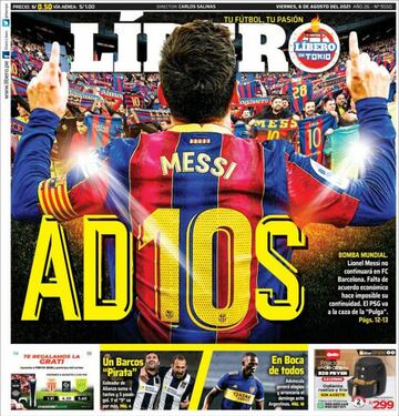 La salida de Messi, en las portadas de los periódicos de medio mundo