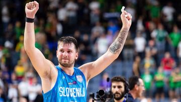 Luka Doncic celebra la victoria ante Francia