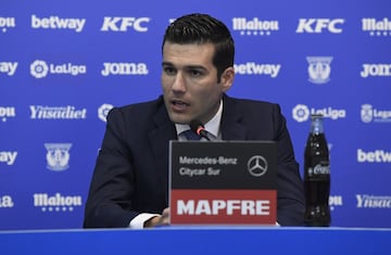 Martín Ortega, Director General del Leganés, durante las explicaciones que ofreció el club por la salida de Braithwaite. 