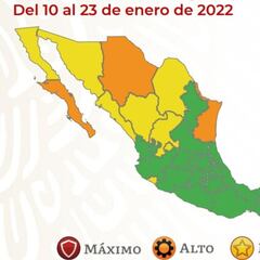 Semáforo COVID en México por estados: así queda el mapa del 10 al 23 de enero de 2022