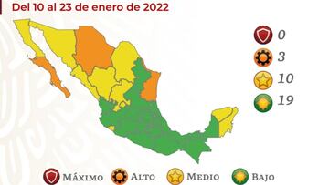 Semáforo COVID en México por estados: así queda el mapa del 10 al 23 de enero de 2022