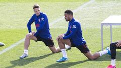 Arias y Lodi, en el entrenamiento de este lunes. 