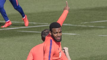 Lemar, durante un entrenamiento con el Atl&eacute;tico.