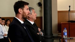 Messi y su padre en el banquillo.