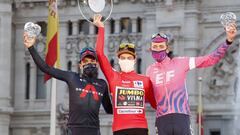 08/11/20  VUELTA CICLISTA A ESPA&acirc;A 2020  CORONAVIRUS  COVID-19    ETAPA 18   HIPODROMO DE LA ZARZUELA  -  MADRID  ENTREGA DE TROFEOS   PRIMOZ ROGLIC VENCEDOR DE LA CARRERA    CARAPAZ   HUGH CARTHY VUELTA CICLISTA ESPA&Atilde;A 2020